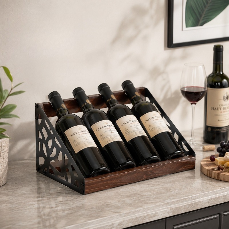 Home Bar Shelves - Drewniany stojak na wino do domowego