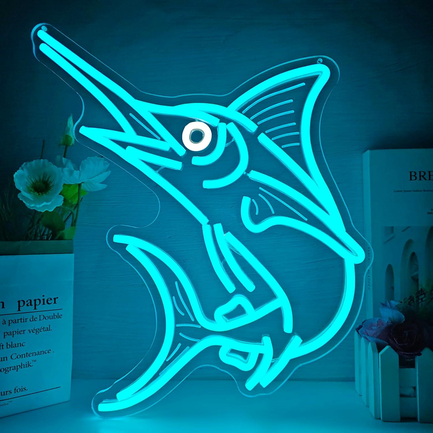 Home Bar Signs - Neonowy znak LED z motywem ryby