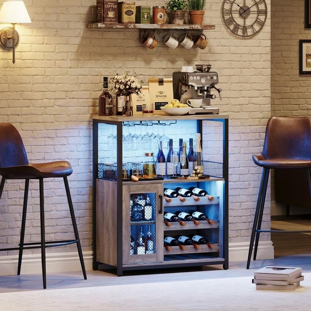 Home Bar And Cabinet - 3-poziomowy szafka na wino z oświetleniem