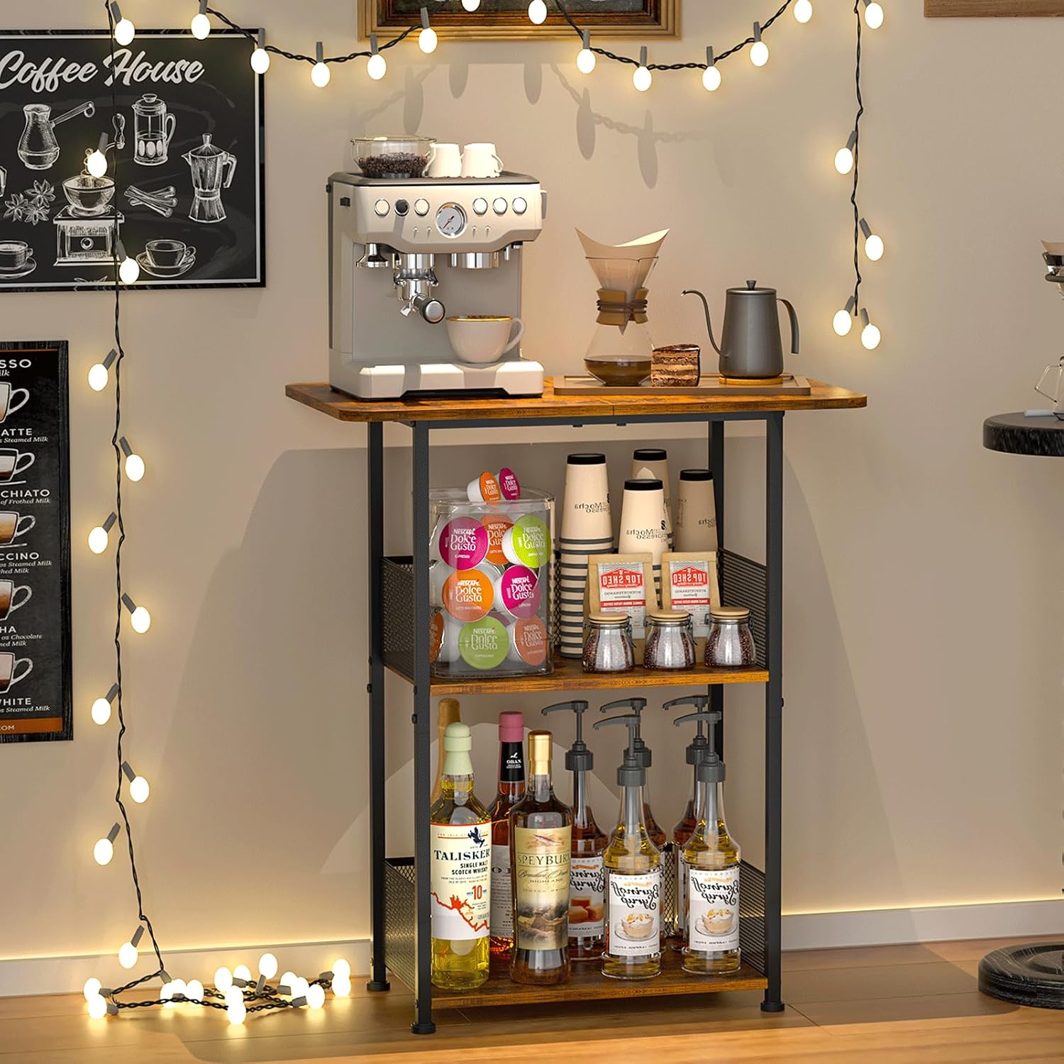 Home Bar Setup - Mini stojący regał na kawę, 3-poziomowy