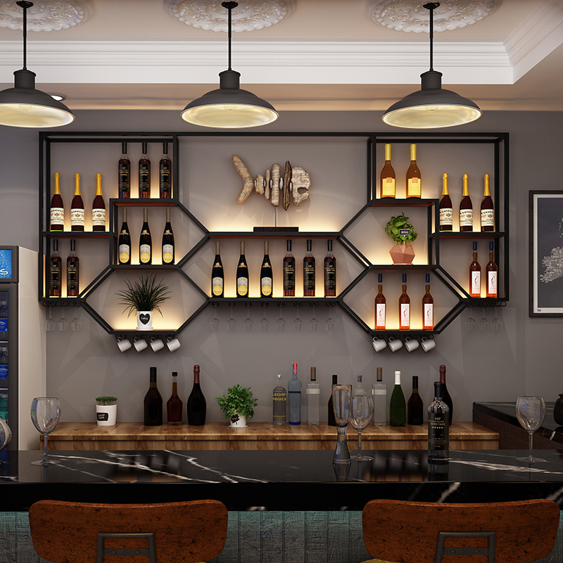 Home Bar Shelves - Metalowe półki Szafka na wino Salon