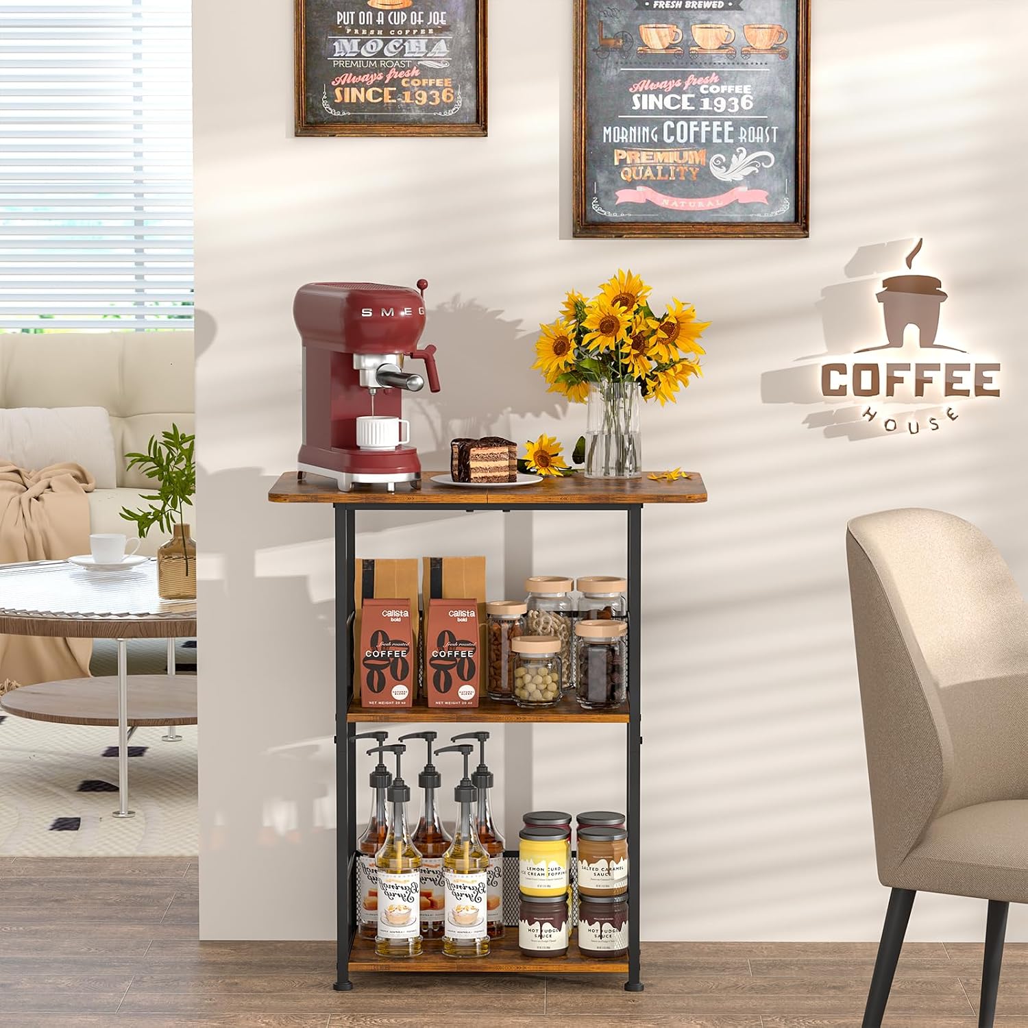Mini stojący regał na kawę, 3- – Home Bar Setup recenzja i cena